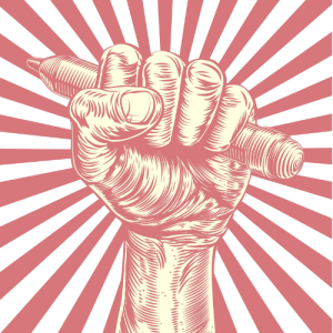 fist holding a pencil icon